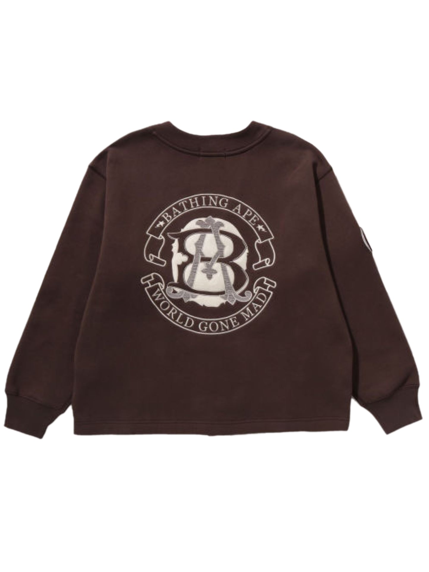 A BATHING APE Bape College Badges Sweat Cardigan Brown