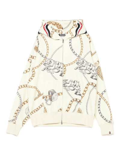 A BATHING APE BAPE Jewels Shark Full Zip Hoodie White