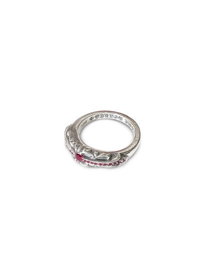 Chrome Hearts Silver Baby Floral Ring with Ruby