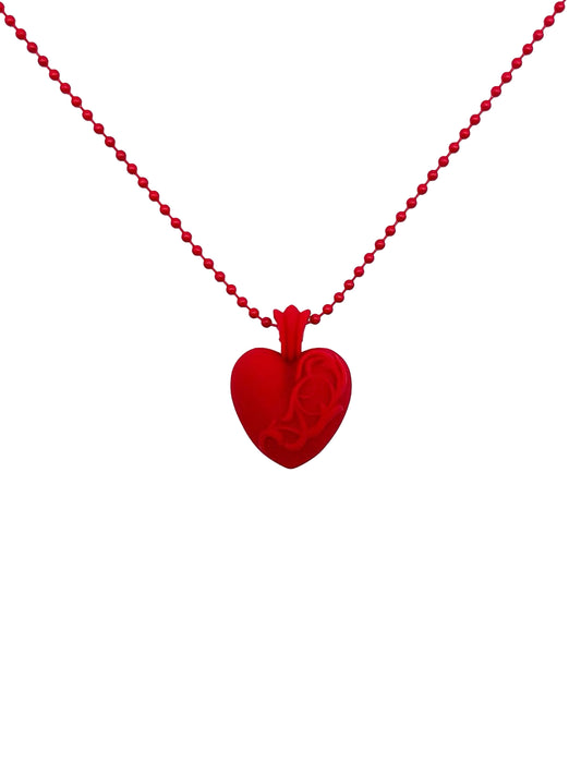 Chrome Hearts Silicone-Heart Necklace Red