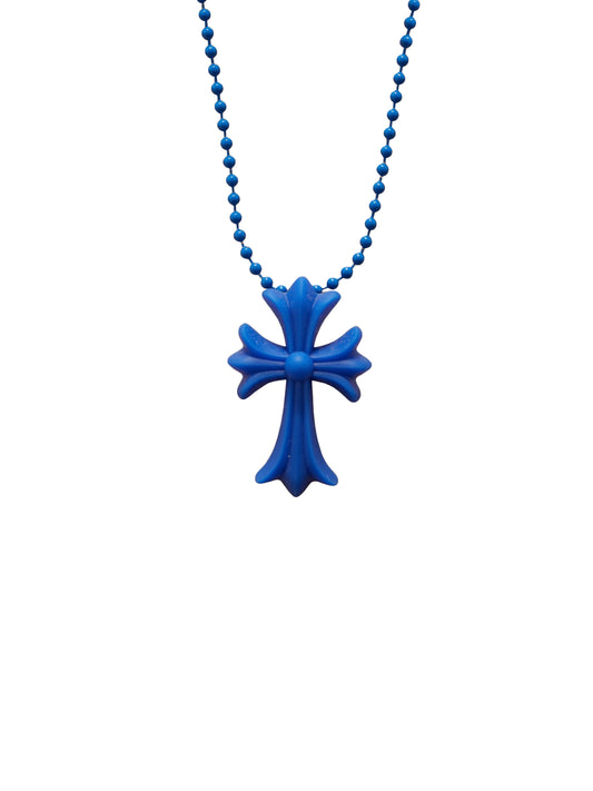 Chrome Hearts Silicone-CH Cross Necklace Blue