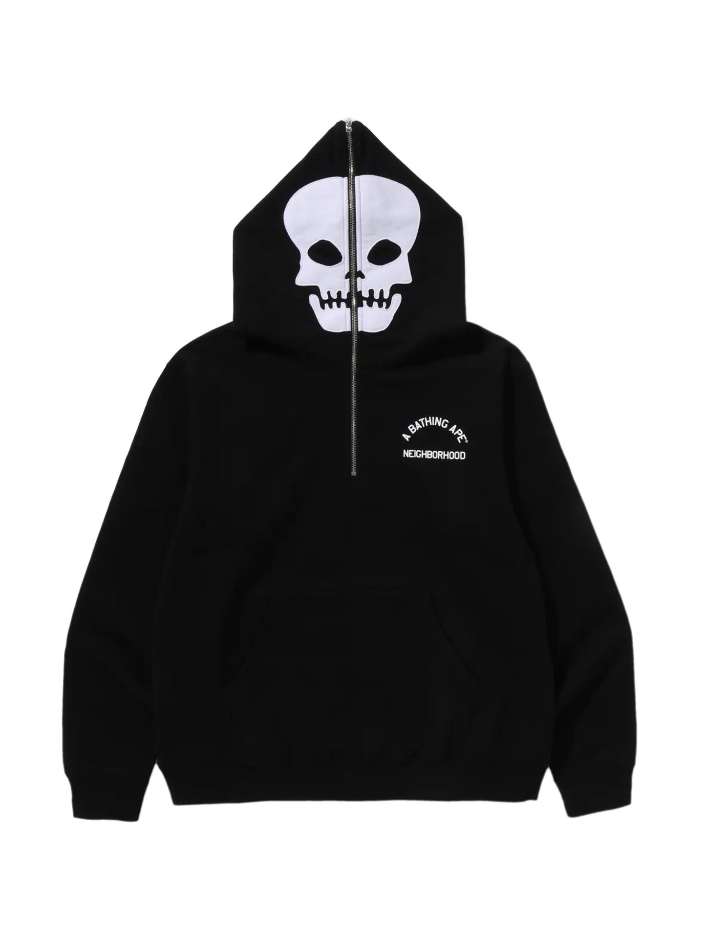 Bape x Neighborhood Two Face Half Zip Sweater Hoodie Black