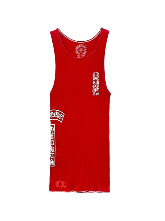 Chrome Hearts Ribbed Tank Top Red