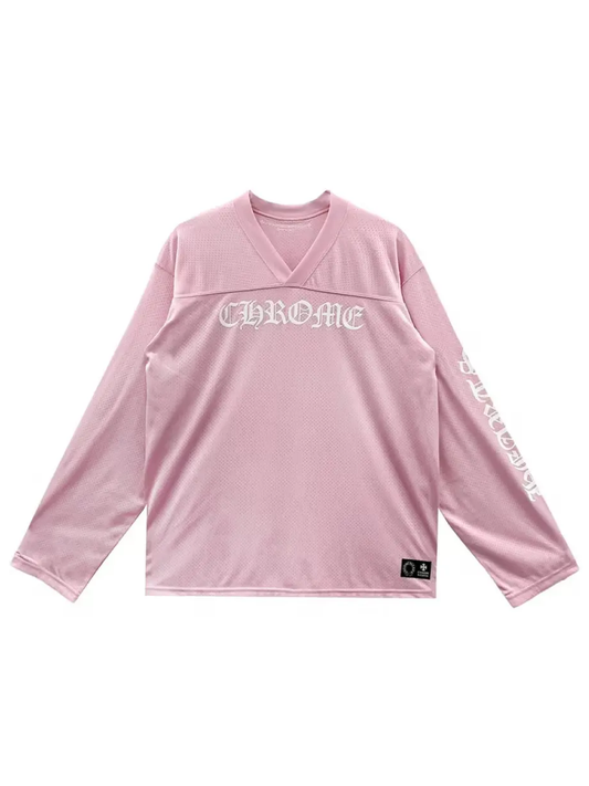 Chrome Hearts Ice Hockey Warm Up Mesh Long Sleeve Tee Pink