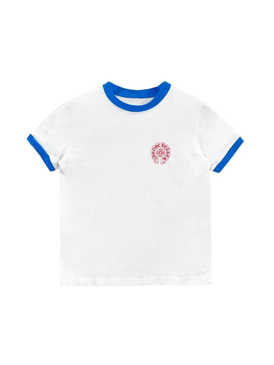 Chrome Hearts White Blue Vintage Scroll Logo Tee