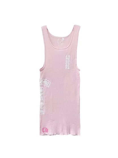 Chrome Hearts T Shape Logo Tank Top Pink