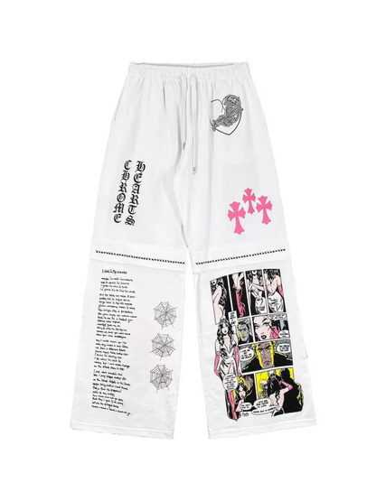 Chrome Hearts Deadly Doll Comic Loose Pants White