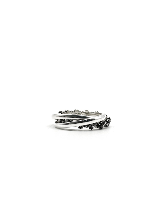 Chrome Hearts Silver Tiny E Plus Triple Ring