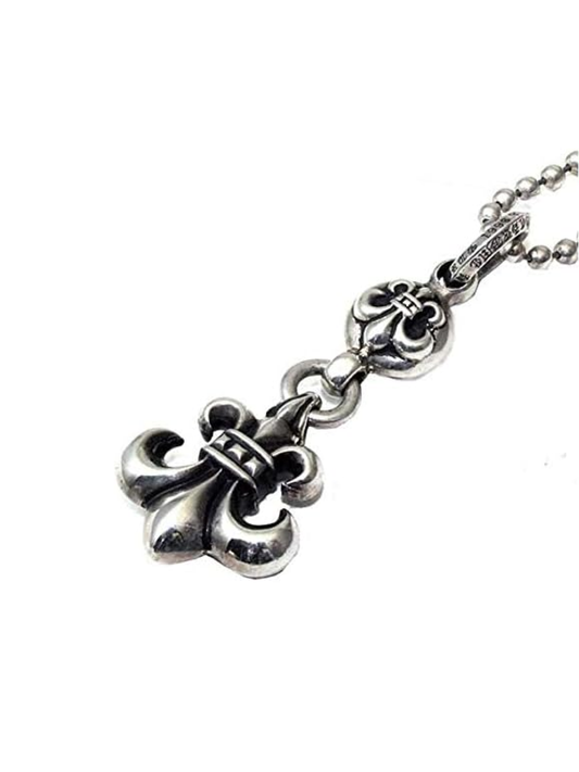 Chrome Hearts Fleur with Charm Silver Pendent with Ball Chain