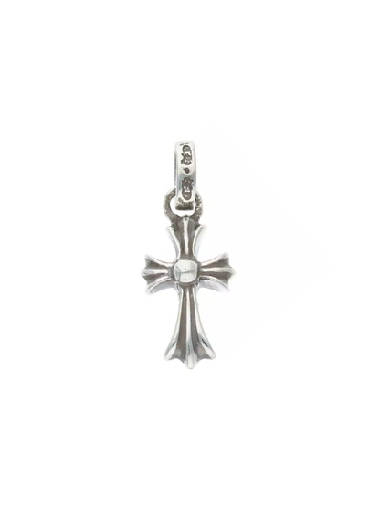 Chrome Hearts Silver Baby Fat Tiny Cross with Ruby Pendant