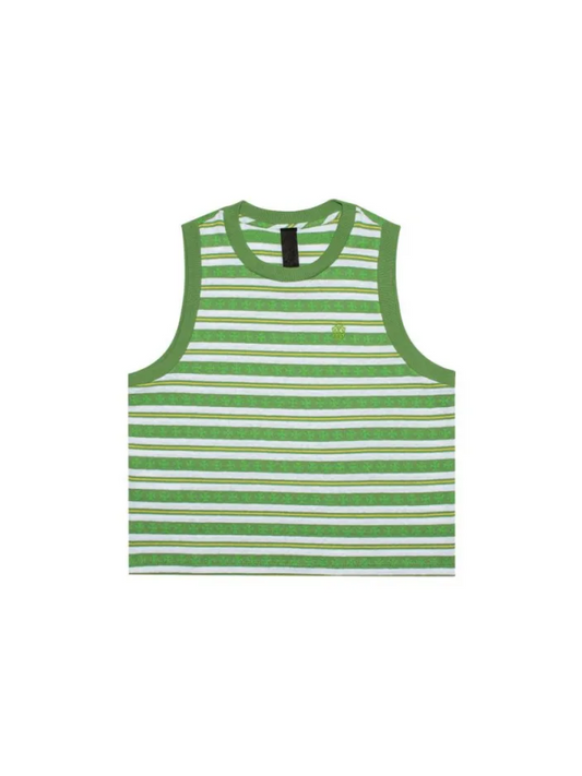 Chrome Hearts Green Blue Stripe Script Women Vest Green