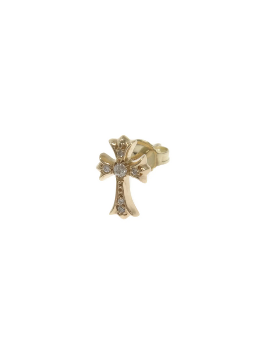 Chrome Hearts 22K Gold Baby Fat Ear Stud with Diamonds