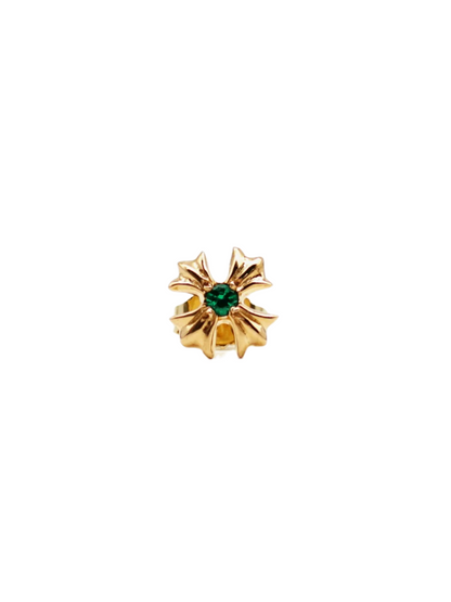 Chrome Hearts 22K Gold Plus Stud Earrings With Emerald