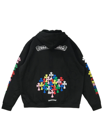 Chrome Hearts Multi Color Cross Scroll Logo Zip Hoodie Black