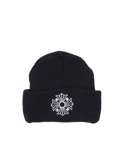 Chrome Hearts CH Plus Cross White Embroidered Tonal Wool Beanie Black