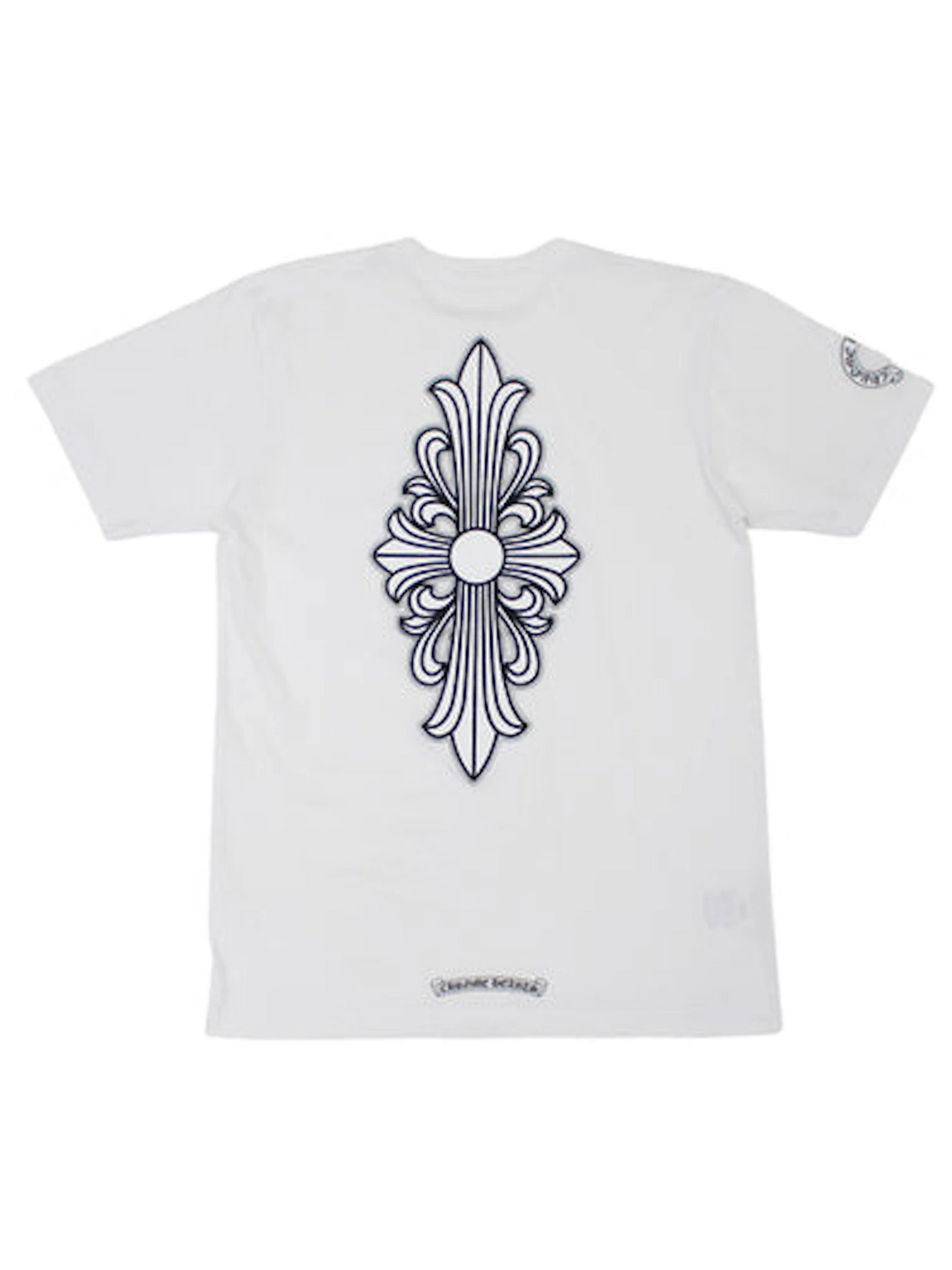 Chrome Hearts White Black Floral Cross Back Logo Tee