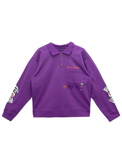 Chrome Hearts Matty Boy Purrelle Graffiti LS Polo Purple