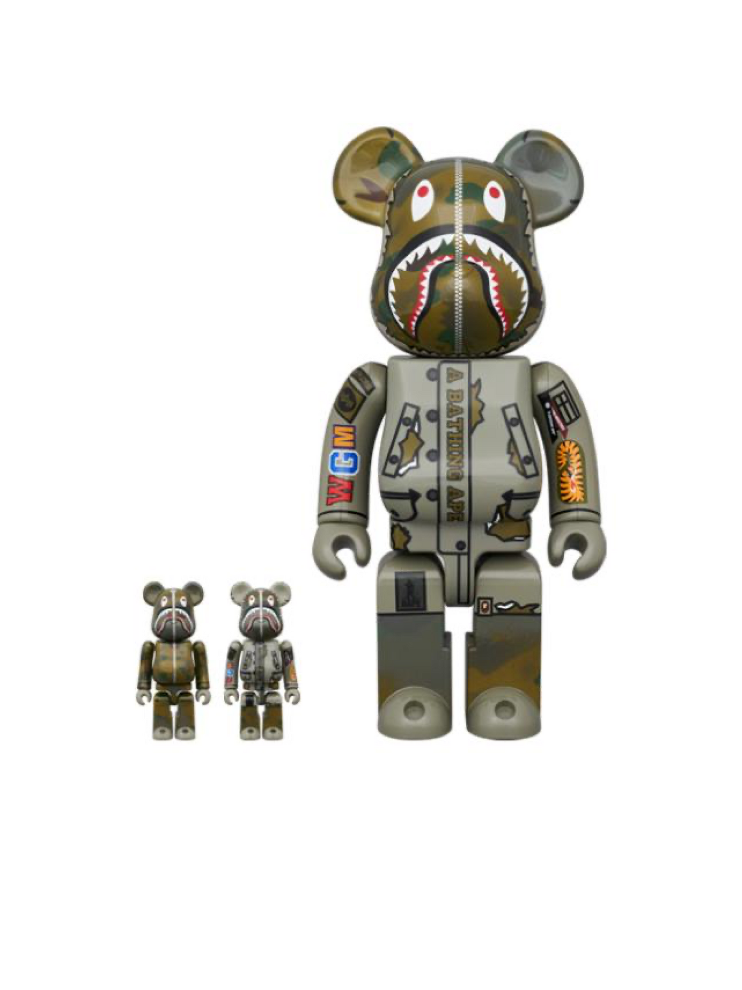 Bearbrick Bape (R) x Alpha Camo Shark 2023 100% & 400% Set