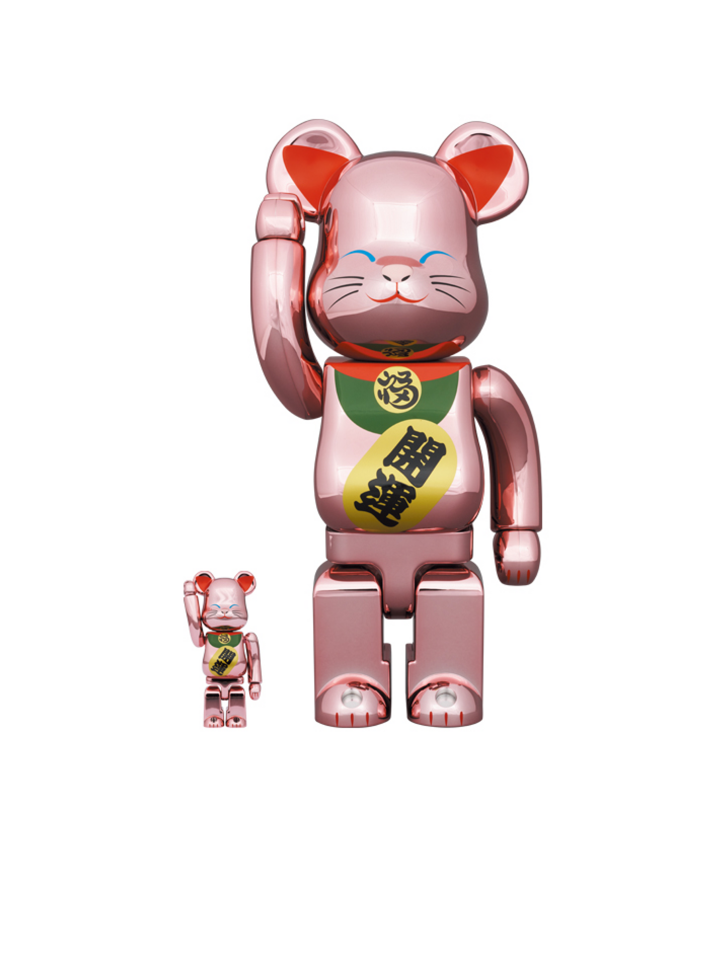 Bearbrick Lucky Cat Pink Gold 400% + 100%