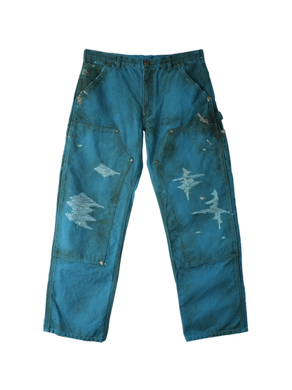 KAMIYA  Boro Duck Painter Pants Blue