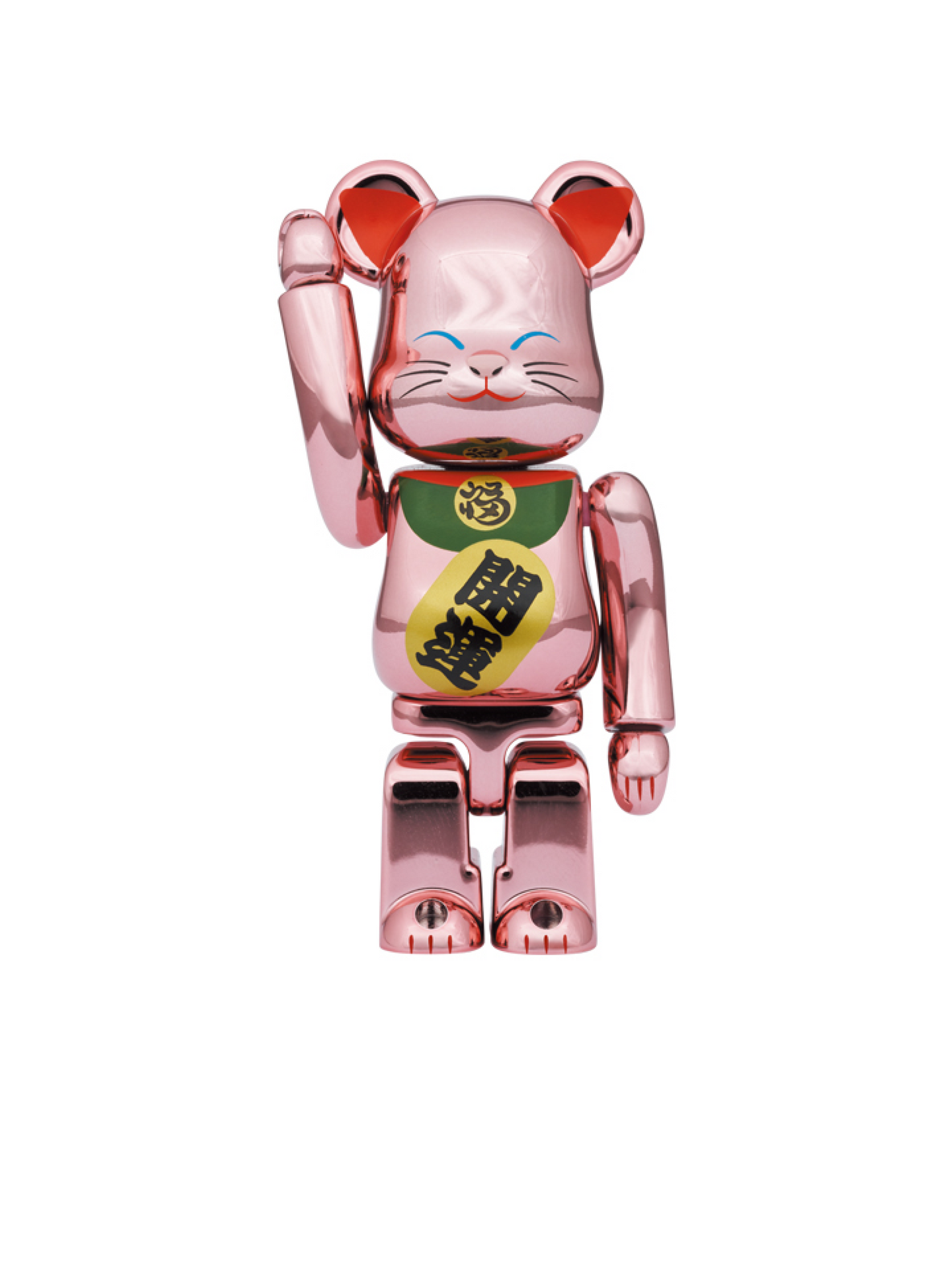 Bearbrick Lucky Cat Pink Gold 400% + 100%