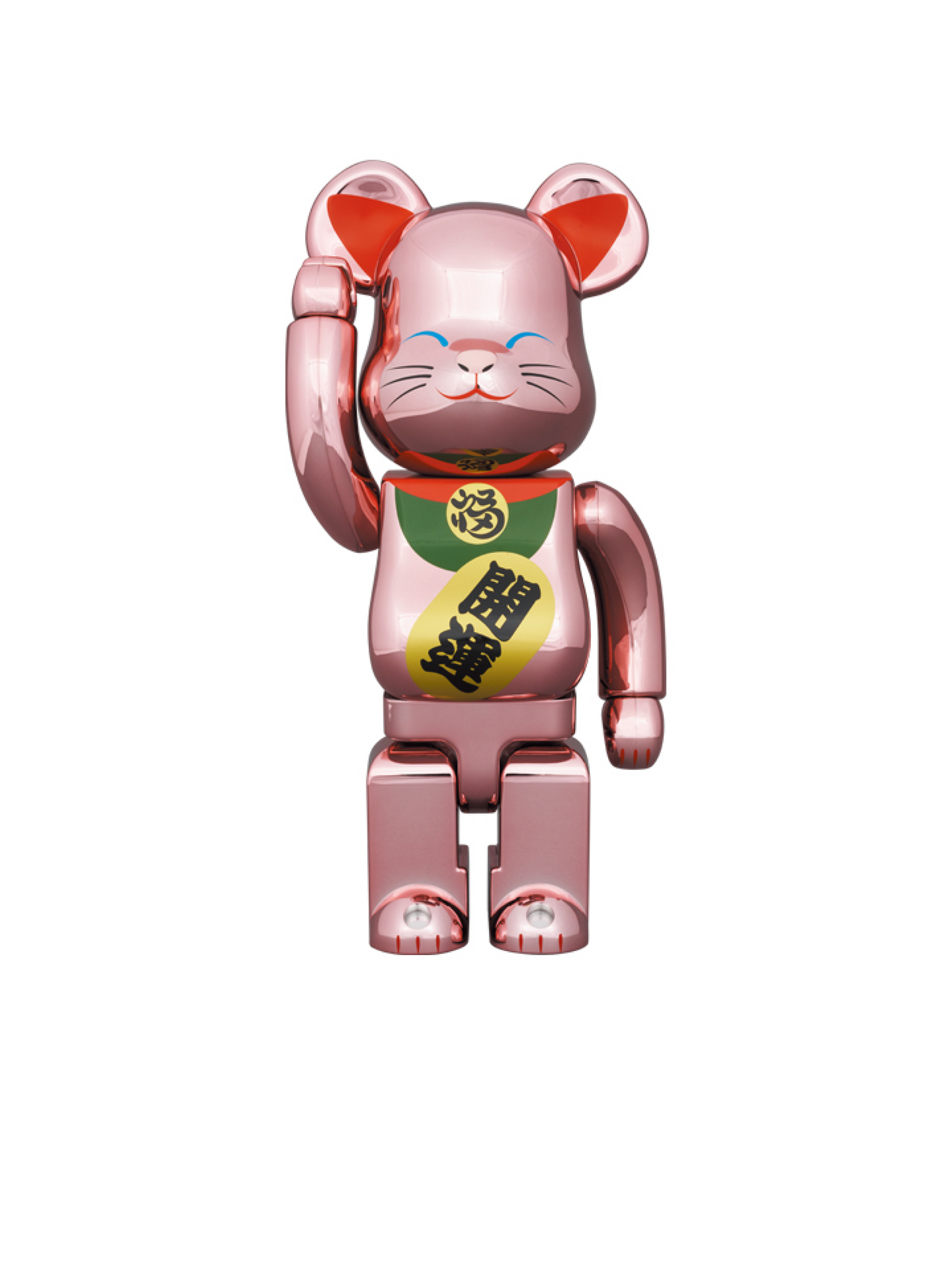 Bearbrick Lucky Cat Pink Gold 400% + 100%