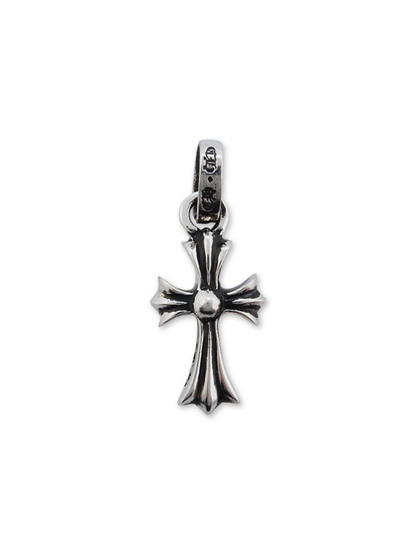 Chrome Hearts Pink Diamond Baby Fat Tiny Cross Silver Pendant