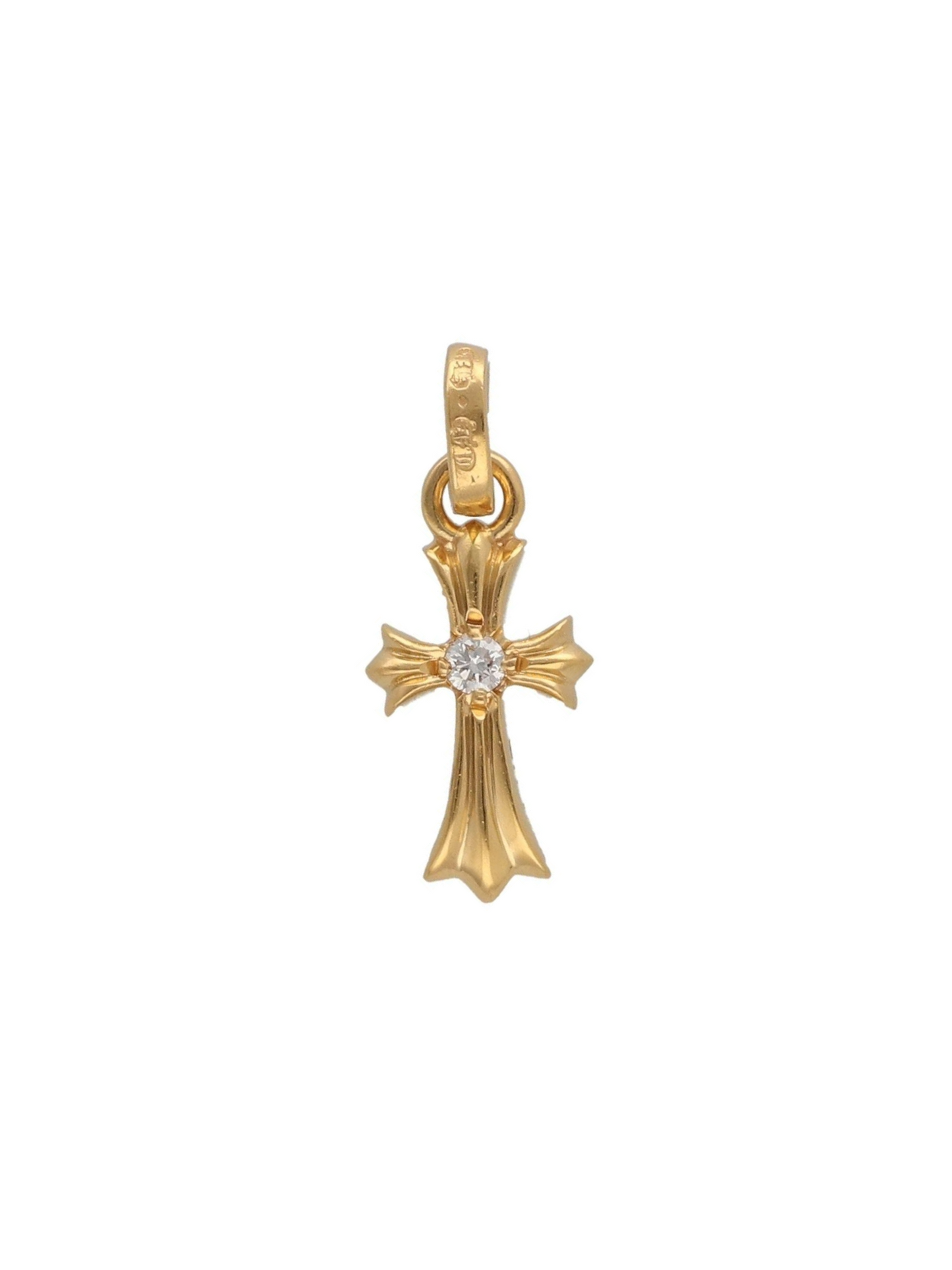 Chrome Hearts 22K Gold Double Side Single Diamond Baby Fat Pendant