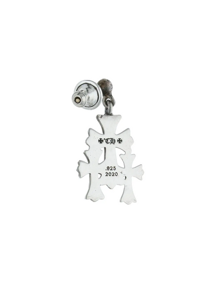 Chrome Hearts Triple Cross Drop Silver Earring