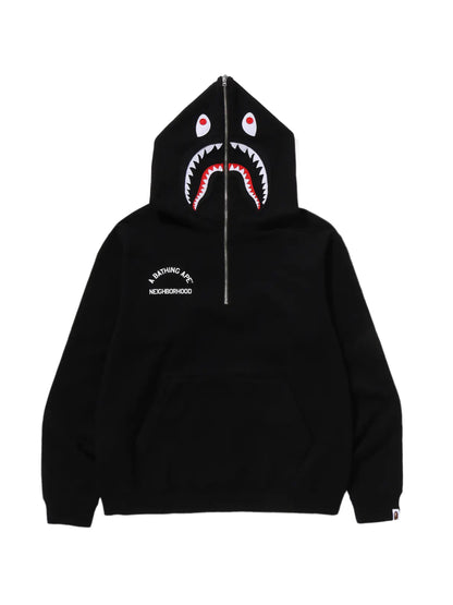 Bape x Neighborhood Two Face Half Zip Sweater Hoodie Black