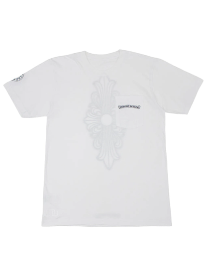 Chrome Hearts White Black Floral Cross Back Logo Tee