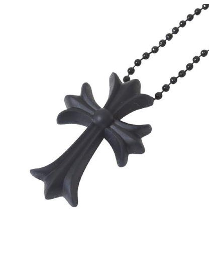 Chrome Hearts Silicone Rubber CH Cross Necklace Black