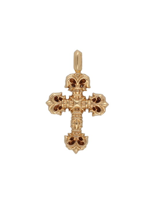 Chrome Hearts 22K Gold Tiny Filigree Cross Pendant