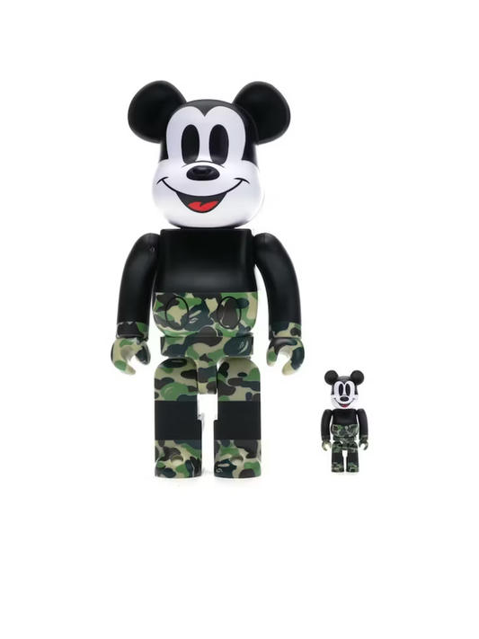 Bearbrick BAPE Mickey Mouse Black/Green Camo 100% + 400%